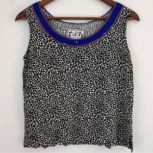 Faith Black and White Animal Print Sun Moon Tank Top XS